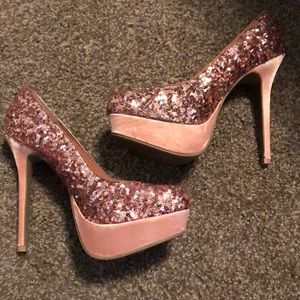 Rose Gold sequin heels